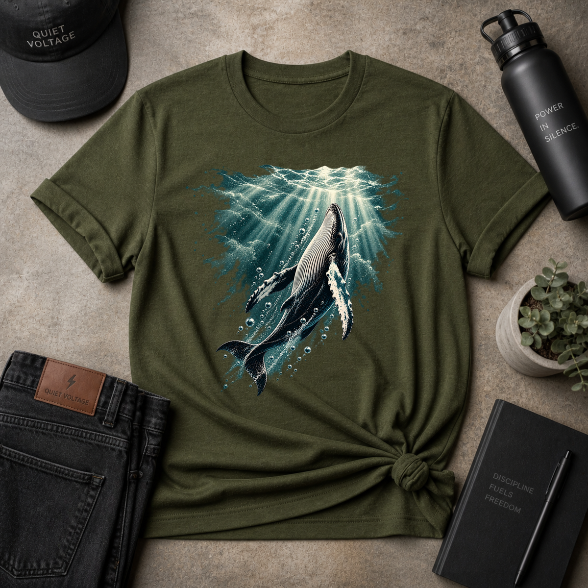 Whale Toward Light Tee